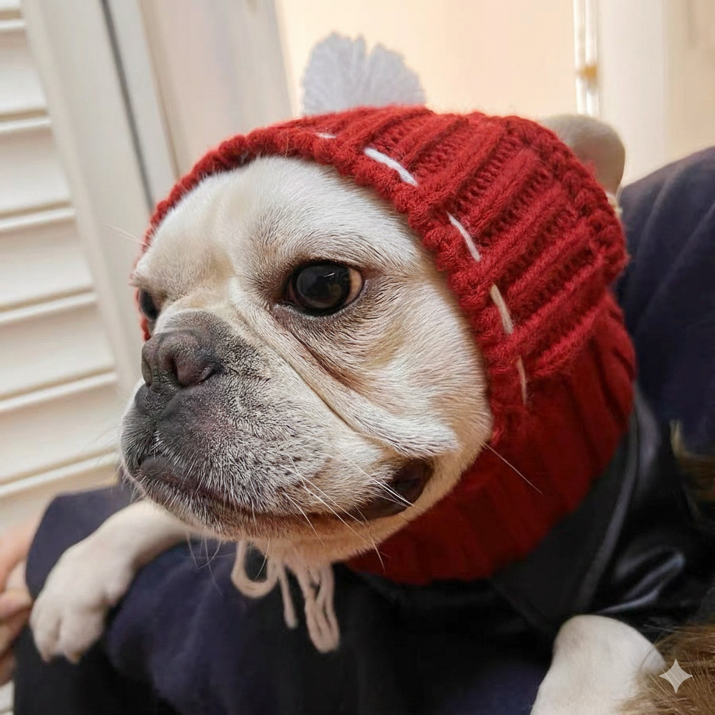 Frenchie Winter Knit Beanie