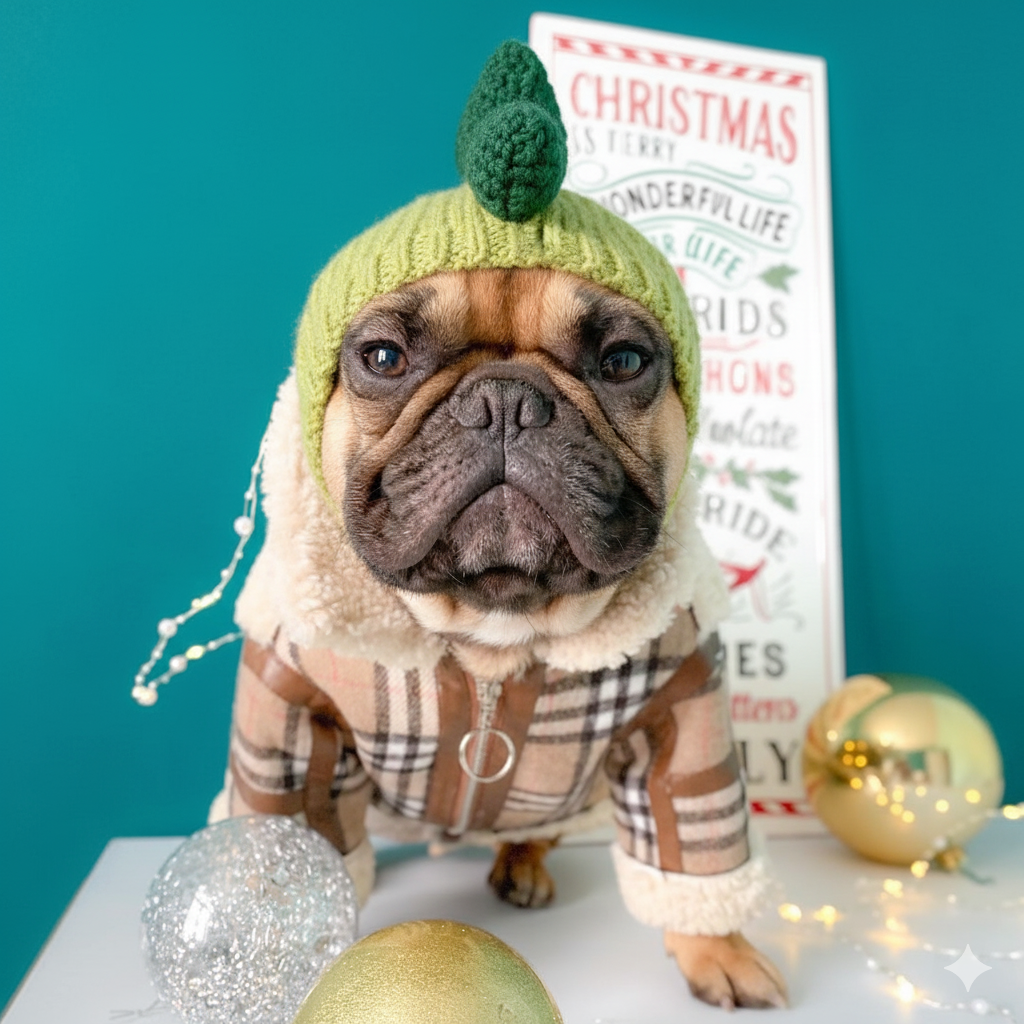 Bulldog Christmas Hat