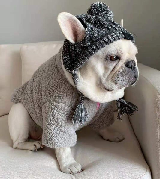 🐶 Windproof Wool Winter Cap for French Bulldogs